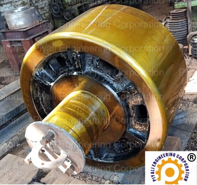 100 TPD Kiln Support Roller with Shaft, Kiln Support Roller with shaft for 100 TPD Sponge Iron Plant, DRI Plant Support Roller fitted with shaft manufacturers supplier and exporter - Piyali Engineering Corporation New Delhi Ghaziabad India. 